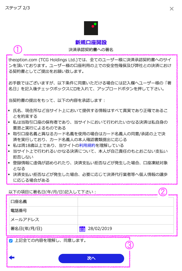 TheOptionの口座開設手順2